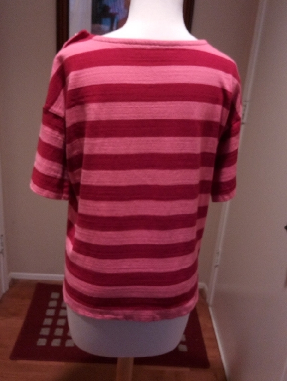 LOFT Pink and Berry Striped Short-Sleeve Top - Picture 3 of 7